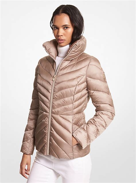 michael kors short packable puffer jacket|michael kors packable nylon anorak.